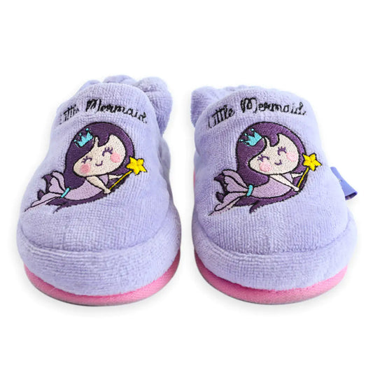 🧜‍♀️ Little Mermaid Plush Slippers for Kids – Soft & Cozy Indoor Shoes