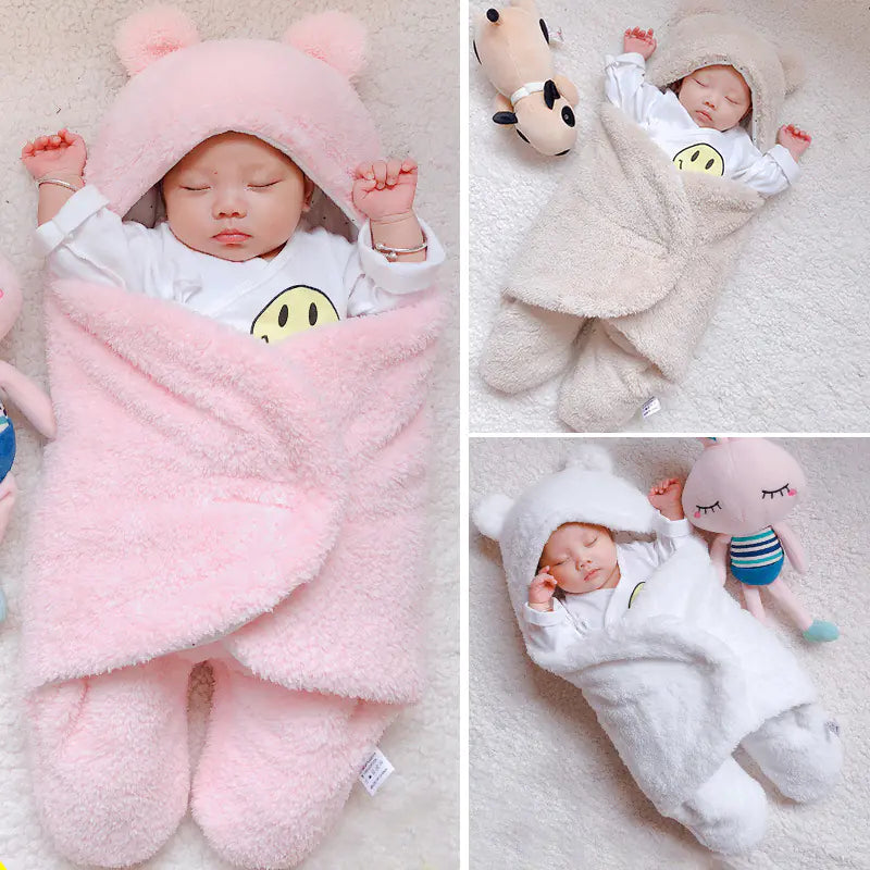 Kindora Winter Baby Swaddle — Thick Plush Wrap for Newborns