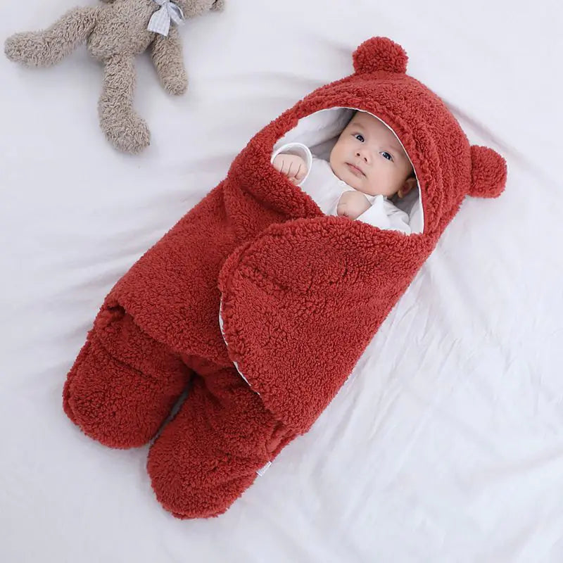 Kindora Winter Baby Swaddle — Thick Plush Wrap for Newborns