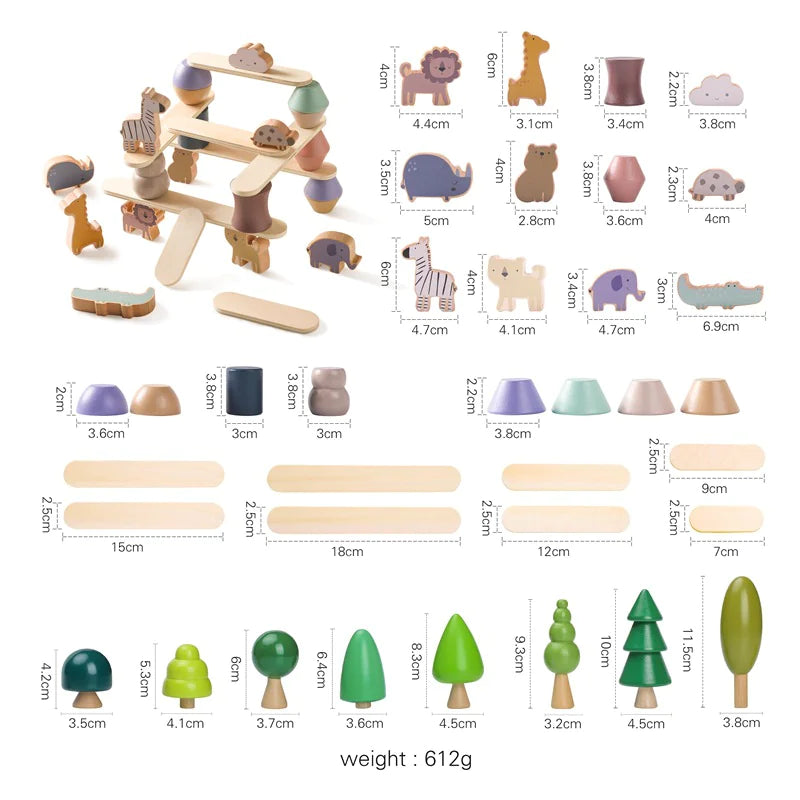 Montessori Wooden Animal Balance Stackers – Educational Toy for Toddlers
