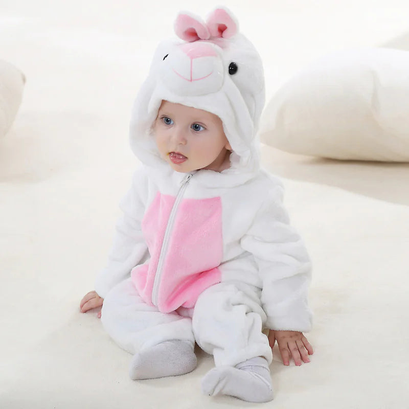Kindora Animal Romper — Cozy Flannel Baby Jumpsuit