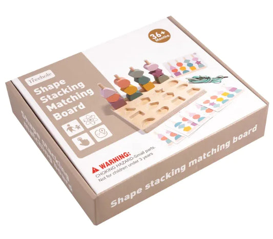 Kindora Montessori Shape Board — Wooden Stacking & Matching Toy