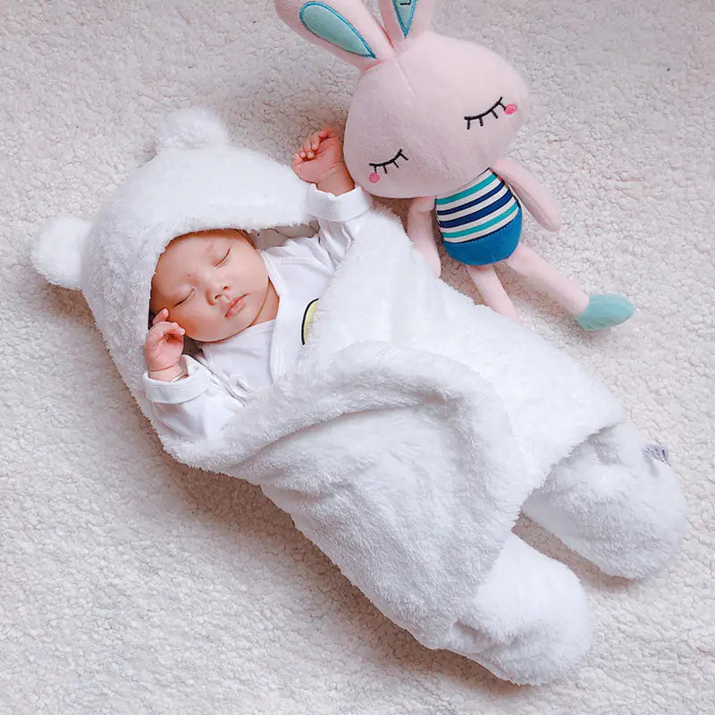 Kindora Winter Baby Swaddle — Thick Plush Wrap for Newborns