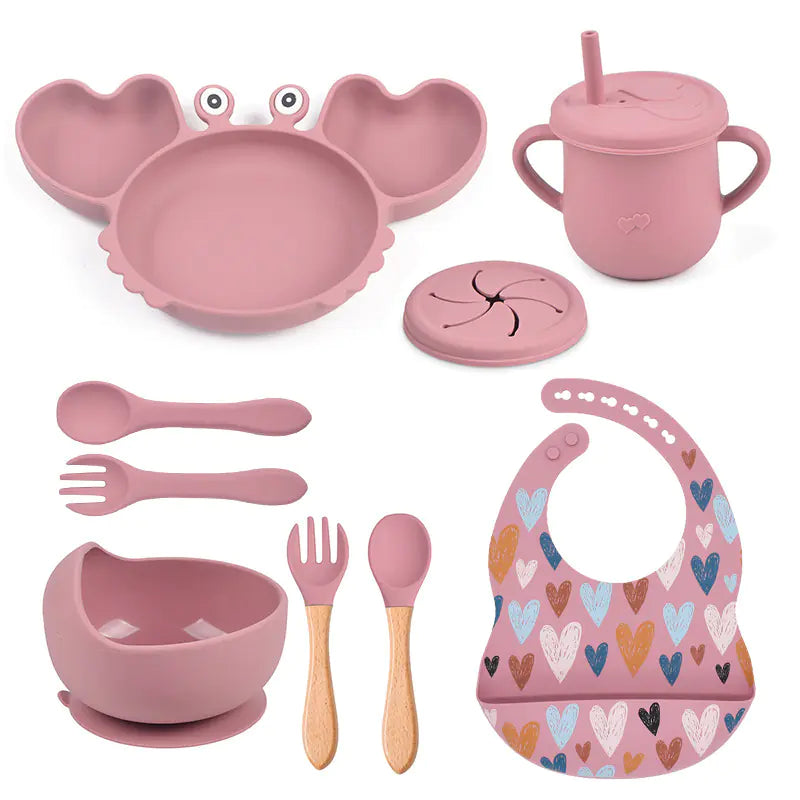 Silicone Crab Feeding Set with Suction Bowl and Spoon