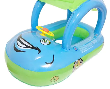 Kindora Baby Swim Float — Inflatable Pool Float with Car Canopy