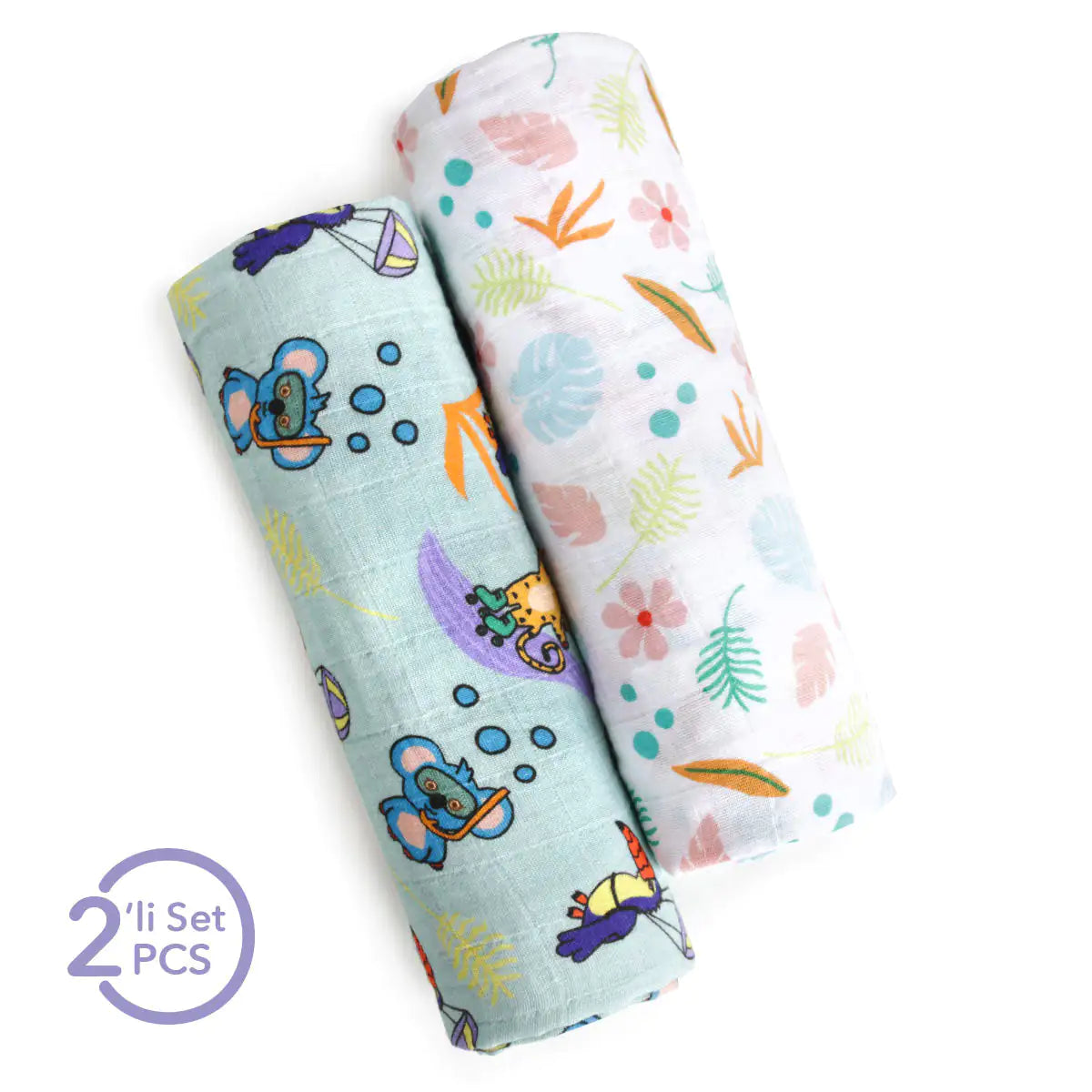 Milk & Moo™ 2-Pack Muslin Baby Blankets – Jungle Friends Print