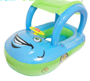Kindora Baby Swim Float — Inflatable Pool Float with Car Canopy