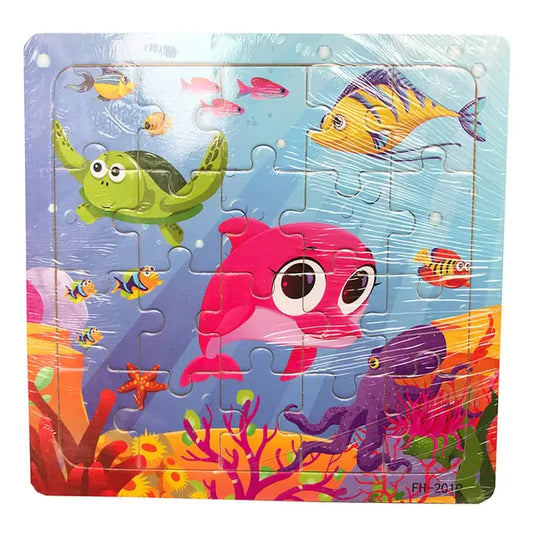 Montessori 3D Wooden Puzzle – 20-Piece Cartoon Animal Learning Toy