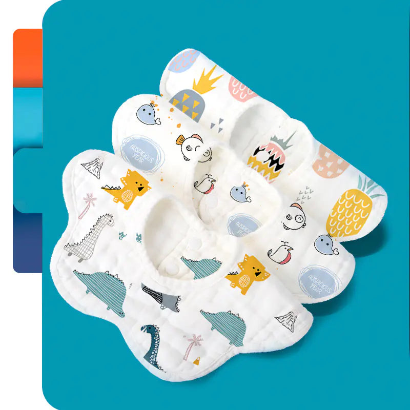 Rotating Flower Waterproof Baby Bibs and Feeding Scarf